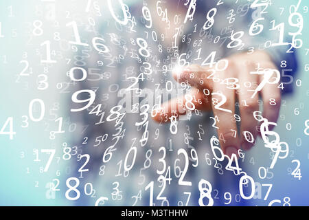 Businessman on blurred background using flying network connection interface 3D rendering. Technologies that impress. Presenting wireless technologies. Stock Photo