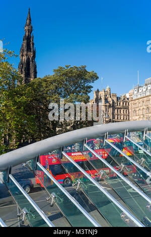 Princes street, tour bus,  Edinburgh, Scotland, UK. Stock Photo