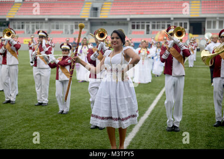 PANAMA CITY, Panama (Sept. 20, 2016) - The Colegio Moises Castillo High School marching band performs during a day of sports at the Estadio Maracaná de Panamá soccer stadium. UNITAS is an annual multi-national exercise that focuses on strengthening our existing regional partnerships and encourages establishing new relationships through the exchange of maritime mission-focused knowledge and expertise throughout the exercise. (U.S. Navy Photo by Mass Communication Specialist 1st Class Jacob Sippel/RELEASED) 160920-N-AW702-005 by U.S. Naval Forces Southern Command  U.S. 4th Fleet Stock Photo