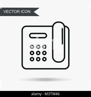 Modern and simple vector illustration of an old home wired phone icon. Flat image with thin lines for application, website, interface, business presen Stock Vector