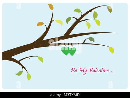 Two leaves very close to each other have fresh green color while other lonely leaves' color fade Stock Vector