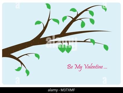 Two heart shaped leaves very close to each other demonstrating love Stock Vector