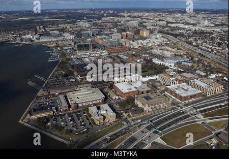 170302-N-AG722-057 170302-N-AG722-014  WASHINGTON (March 2, 2017) An aerial view of Naval Support Activity (NSA) Washington on the historic Washington Navy Yard (WNY). The Navy base is the “Quarterdeck of the Navy” and serves as the Headquarters for Naval District Washington, where it houses numerous support activities for the fleet and aviation communities. (U.S. Navy photo by Mass Communication Specialist 1st Class John Belanger/Released) 170302-N-AG722-057 WASHINGTON by Photograph Curator Stock Photo