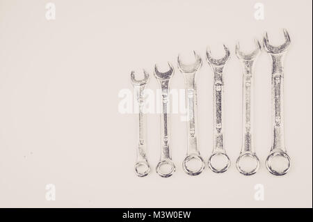 Wrench set in vintage background Stock Photo
