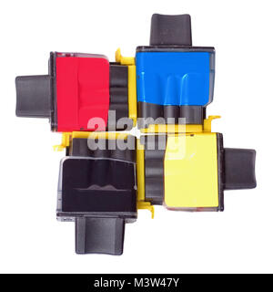 Ink cartridges on white Stock Photo