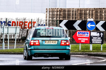 Sports Direct .com goods truck on its way to the main distribution hub, Shirebrook,Derbyshire, Engalnd, uk. Stock Photo