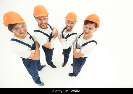 group of professional builders, looking at the camera Stock Photo