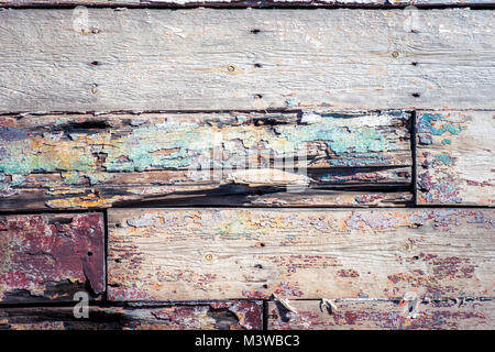 Texture of cracked rough wood surface painted Stock Photo