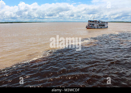 Confluence of the Rio Negro and the Amazon, Manaus, Amazonas state ...