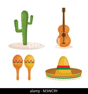 mexican culture set icons Stock Vector