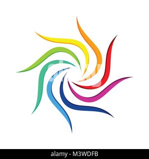 Abstract Spiral Flower Geometric Swoosh Vector Graphic Symbol Design Stock Vector