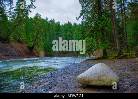 View of the Englishman River Falls upper waterfalls section located in Vancouver Island, BC Canada Stock Photo