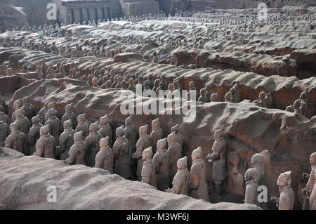 Terracotta Warriors ancient army guarding Emperor's tomb Xi'an China Stock Photo