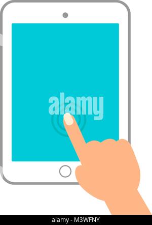 Touch screen tablet PC sign icon. Hand pointer symbol. Stock Vector