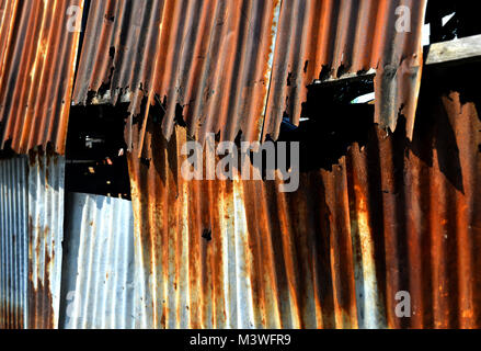 old and rusty galvanised on poor house textureand color from past time Stock Photo