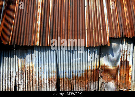 old and rusty galvanised on poor house textureand color from past time Stock Photo
