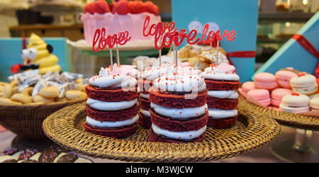 Valentine's day cakes with love letters Stock Photo