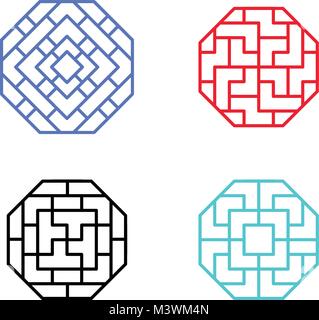 Chinese octagon window frame and symbol in vector design Stock Vector