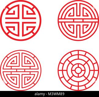 Classic Chinese circle window frame in vector design Stock Vector