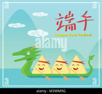 Dragon boat festival and Rice dumpling, vector design Stock Vector