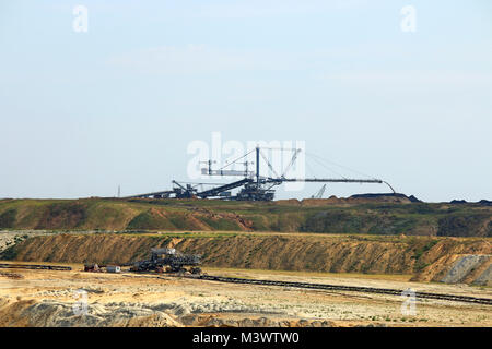 Giant excavator digging coal on open pit coal mine Kostolac Serbia Stock Photo