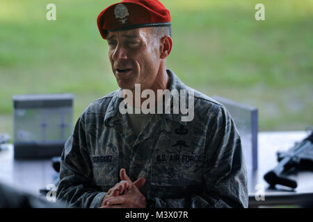 Retired Col. Ken Rodriguez addresses his cadets before a course on dynamics in terrorism at Hurlburt Field. (U.S. Air Force photo/Staff Sgt. David Salanitri) JROTC002 by AirmanMagazine Stock Photo