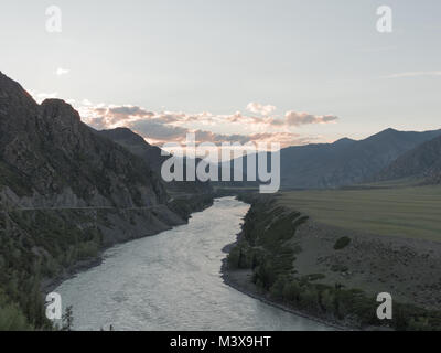 Waves, spray and foam, river Katun in Altai mountains. Siberia, Russia ...