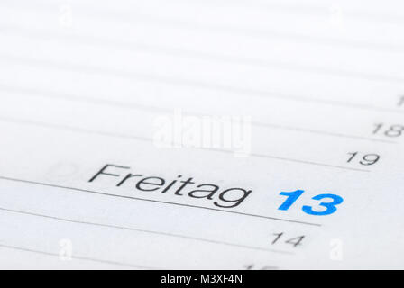 Friday the thirteenth calendar view on a diagonal Stock Photo