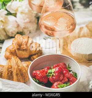 French style romantic summer picnic setting, square crop Stock Photo