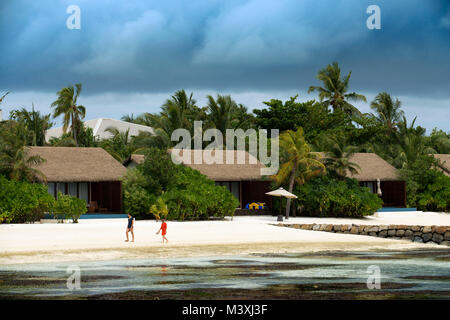 Luxury bungalows villas in The Residence Hotel and Resort, Gaafu Alifu Atoll. Maldives Islands. Stock Photo