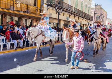 Matamoros, Tamaulipas, Mexico - March 02, 2013, Desfile Fiestas Mexicanas is part of the Charro Days Fiesta - Fiestas Mexicanas, A bi-national festiva Stock Photo