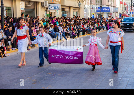 Matamoros, Tamaulipas, Mexico - March 02, 2013, Desfile Fiestas Mexicanas is part of the Charro Days Fiesta - Fiestas Mexicanas, A bi-national festiva Stock Photo