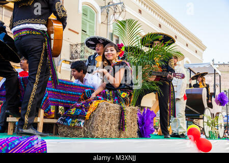 Matamoros, Tamaulipas, Mexico - March 02, 2013, Desfile Fiestas Mexicanas is part of the Charro Days Fiesta - Fiestas Mexicanas, A bi-national festiva Stock Photo