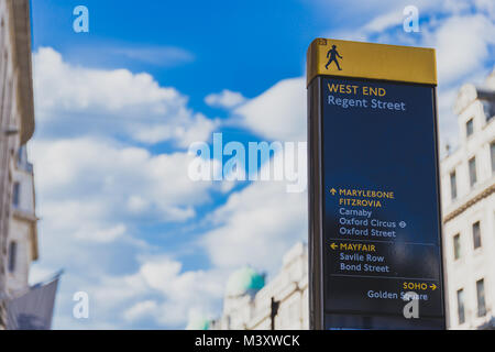 LONDON, UNITED KINGDOM - August, 22th, 2015: Regent Street sign incentral London Stock Photo