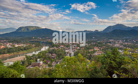 View of Luang Prabang, Laos from Mount Phousi Stock Photo