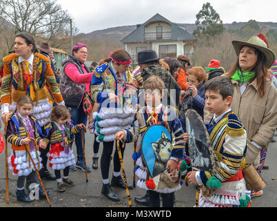 Traditional carnival celebration in Galicia, Spain - Maceda - Ourense - Spain - 10th Feburary 2018 Stock Photo