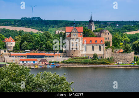 Schloss Seeburg, castle over Susser See, lake near Lutherstadt Eisleben, Saxony-Anhalt, Germany Stock Photo