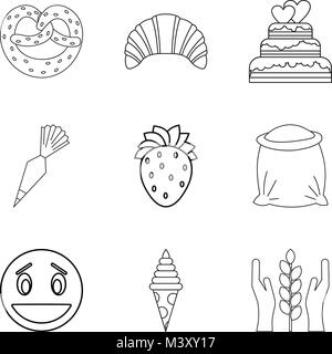 Dough icons set, outline style Stock Vector