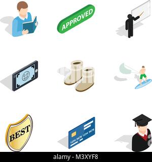 Single individual icons set, isometric style Stock Vector