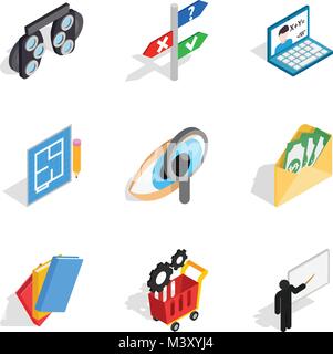 Human evolution icons set, isometric style Stock Vector