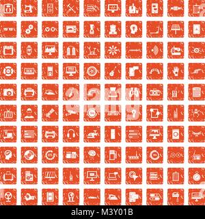 100 set grunge orange Stock Vector