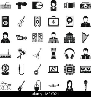 Piece of music icons set, simple style Stock Vector