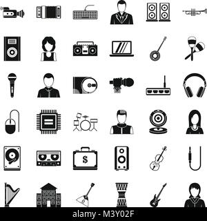 Opus icons set, simple style Stock Vector