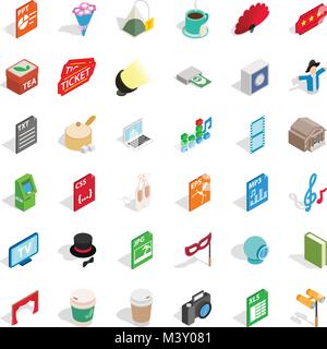 Sound engineer icons set, isometric style Stock Vector
