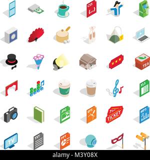 Sound technician icons set, isometric style Stock Vector