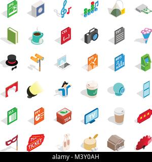 Soundman icons set, isometric style Stock Vector