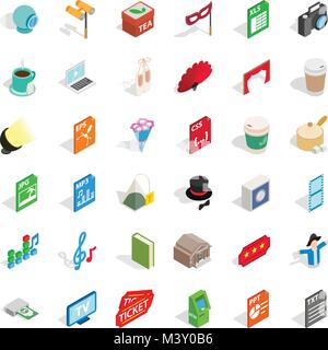 Audio engineer icons set, isometric style Stock Vector