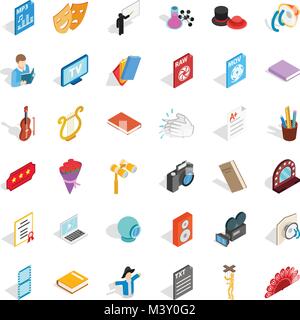 Live concert icons set, isometric style Stock Vector