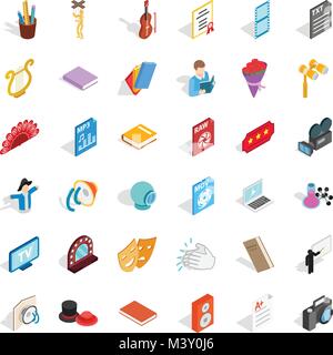 Concert performance icons set, isometric style Stock Vector