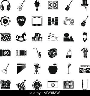 Musical training icons set, simple style Stock Vector